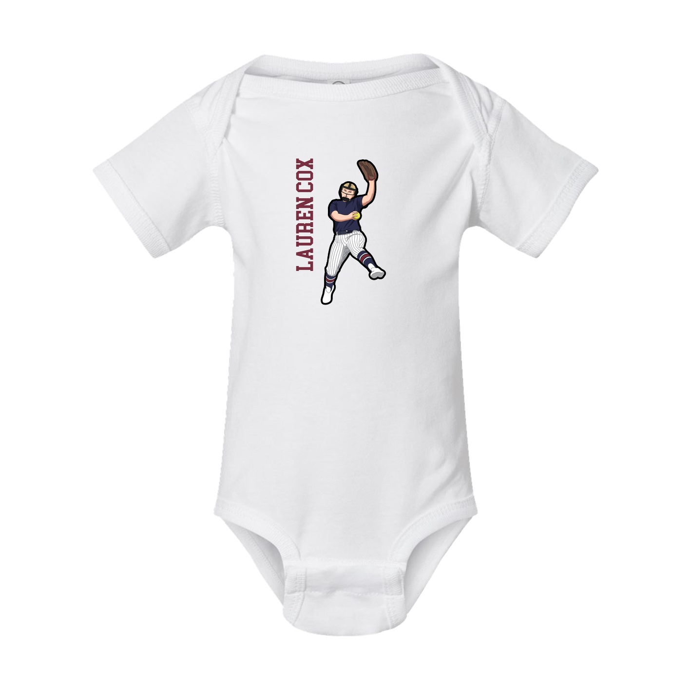 Baby Onesie — Name Vertical in White