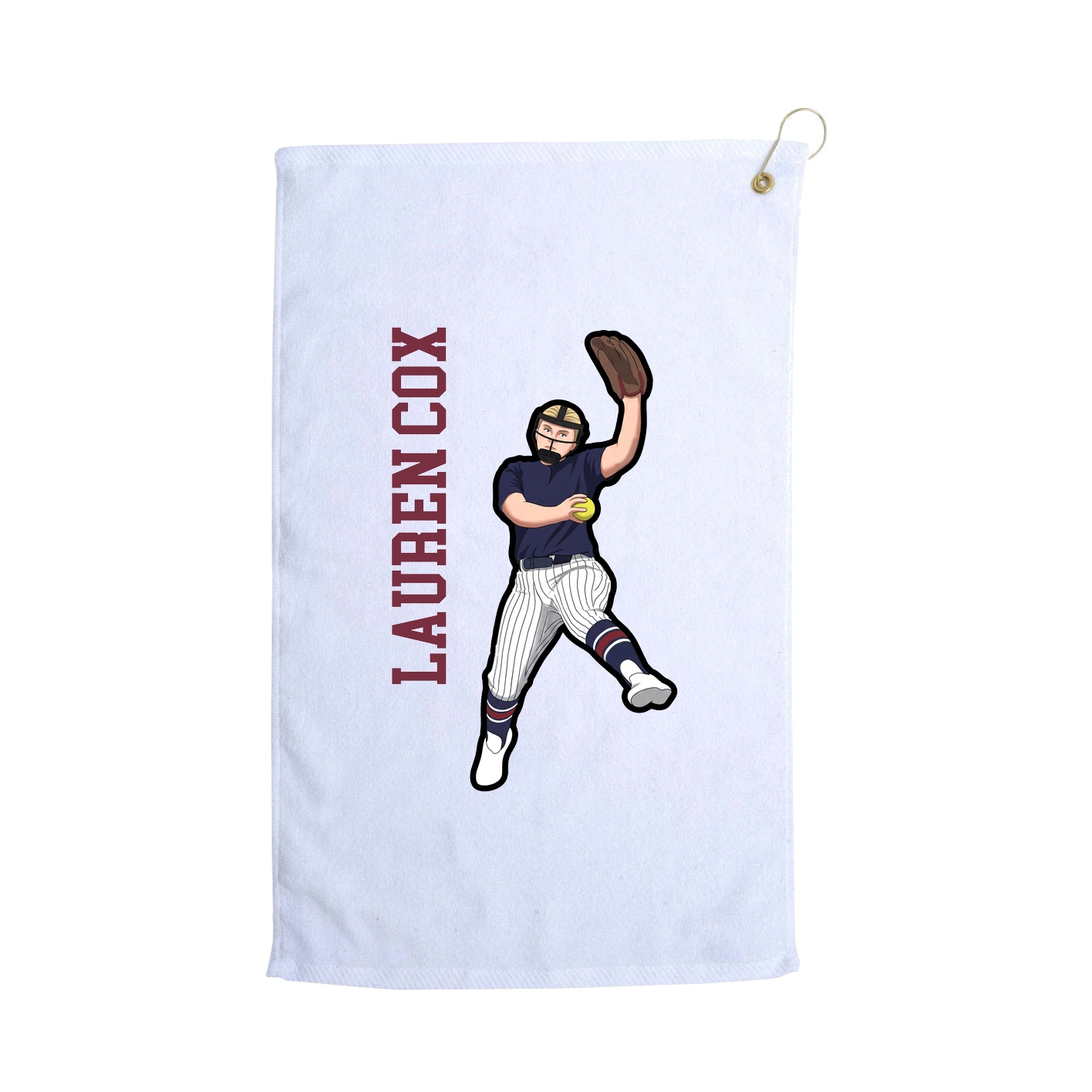 Golf Towel — Name Vertical in White
