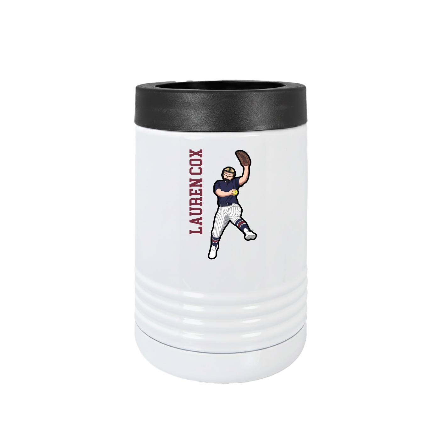 Beverage Holder — Name Vertical in White