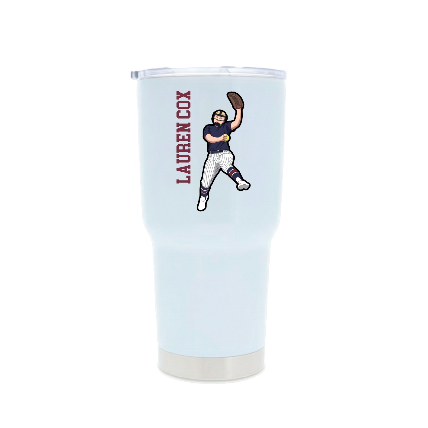 30oz Stainless Steel Tumbler — Name Vertical in White
