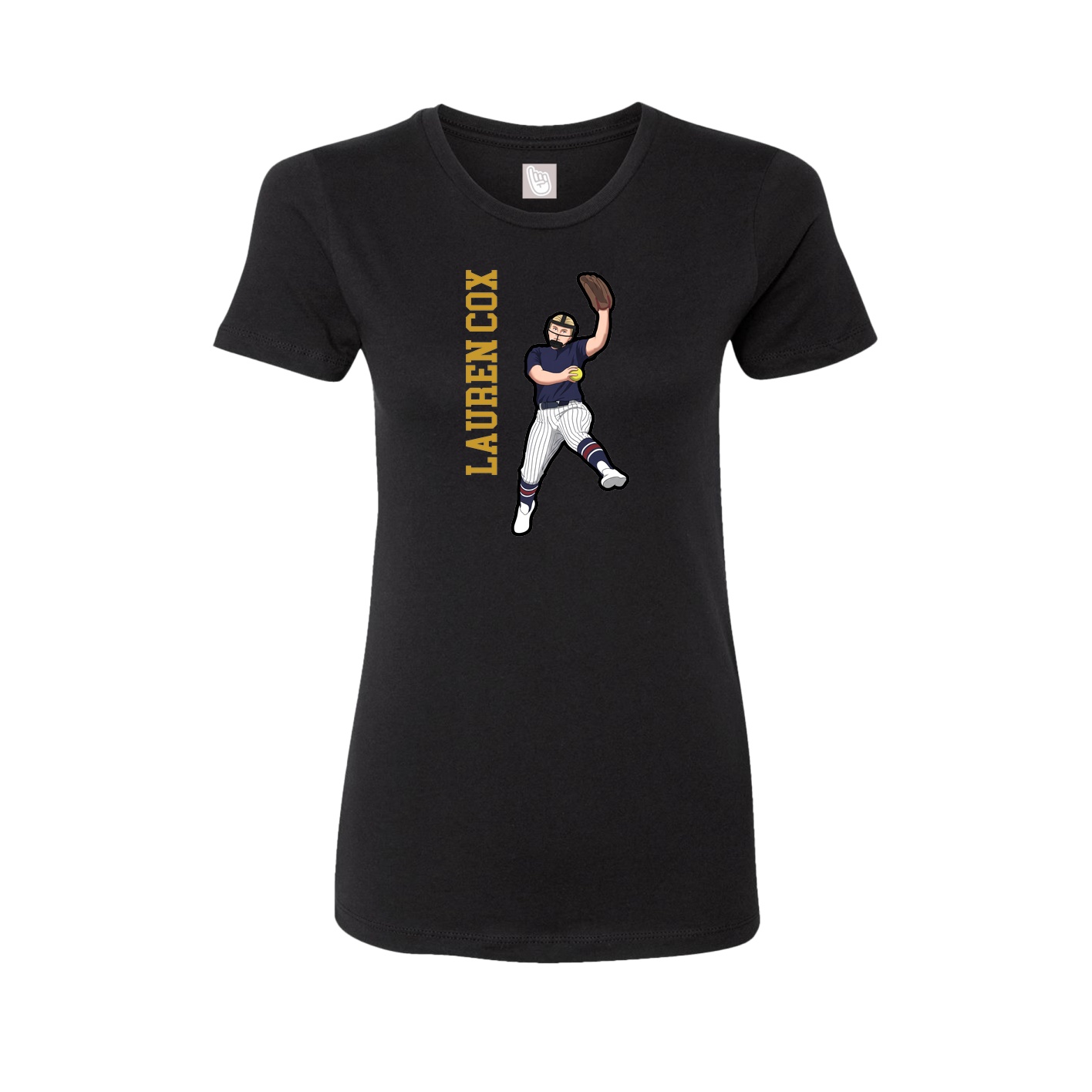 Fitted Women's Tee — Name Vertical in Black