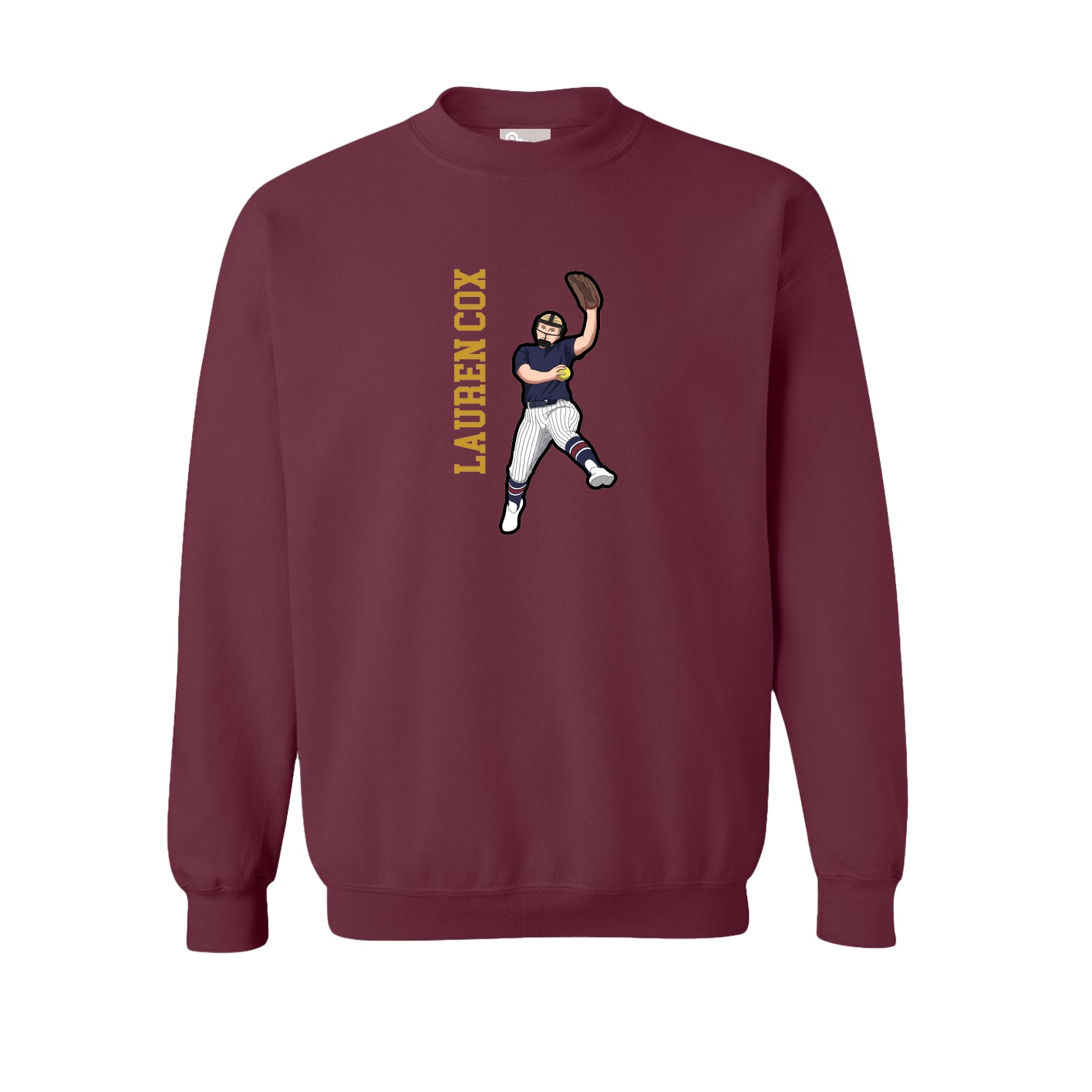Fleece Crew — Name Vertical in Maroon