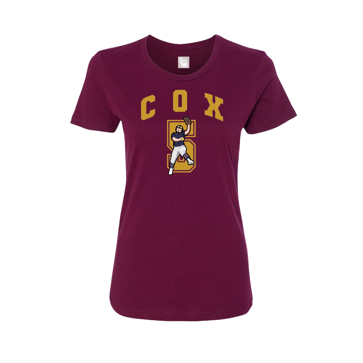 Fitted Women's Tee — Number in Maroon