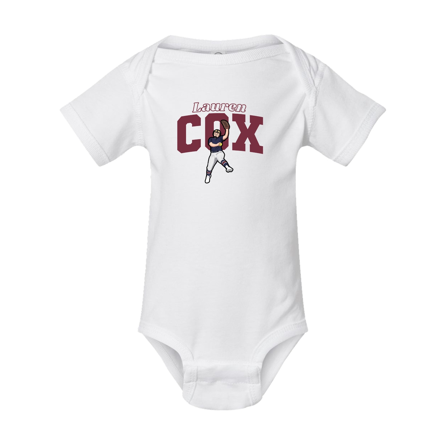 Baby Onesie — Name Arch in White