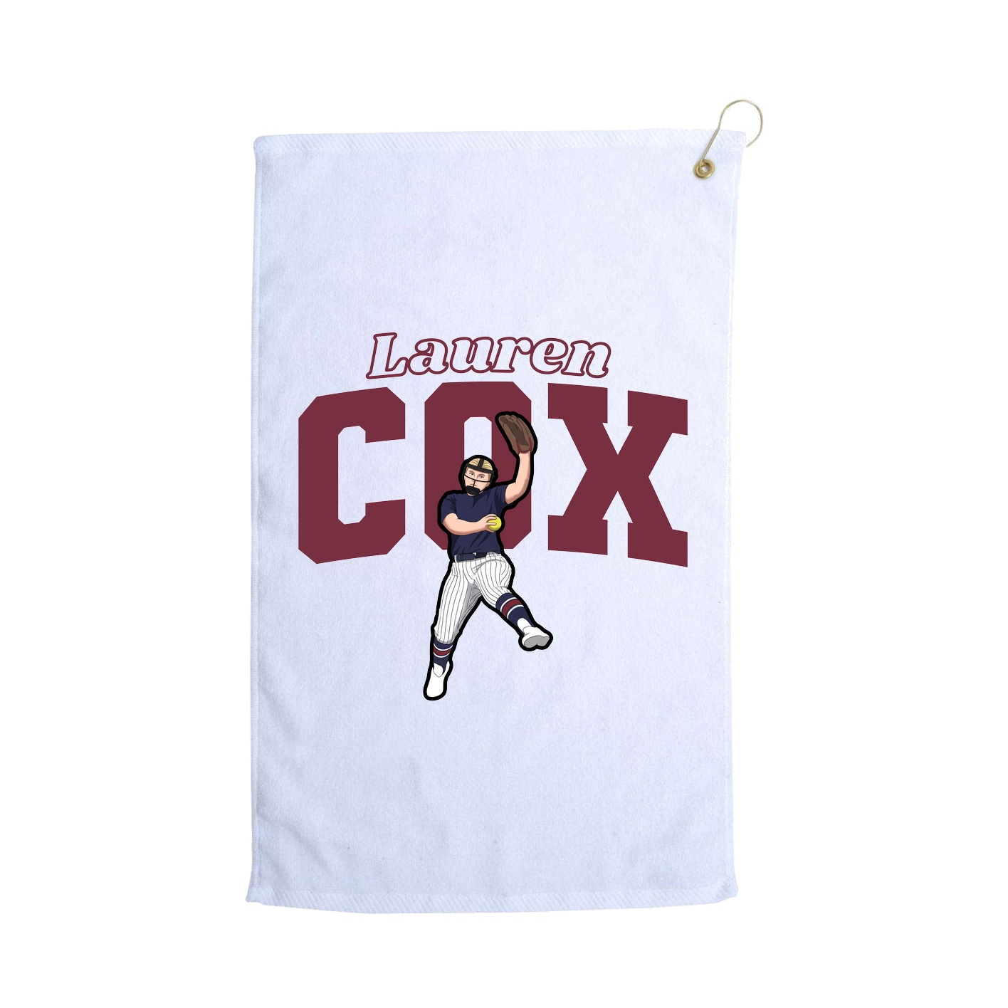 Golf Towel — Name Arch in White