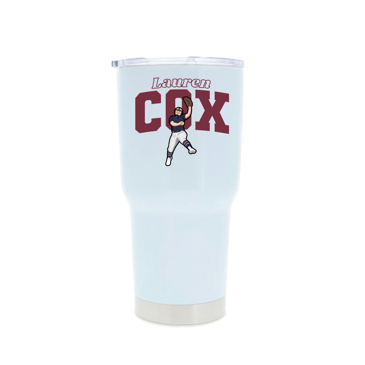30oz Stainless Steel Tumbler — Name Arch in White