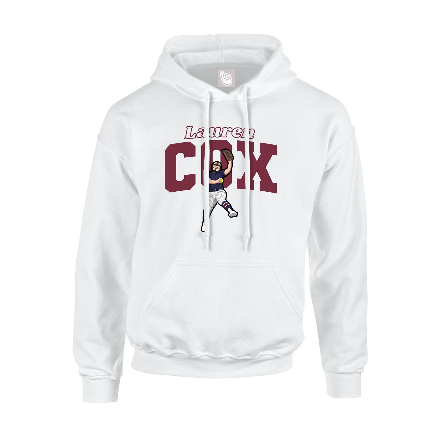 Youth Hoodie — Name Arch in White