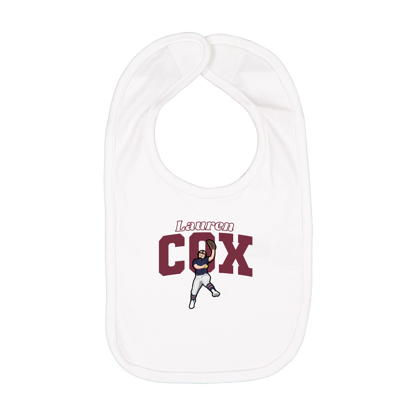Infant Bib — Name Arch in White