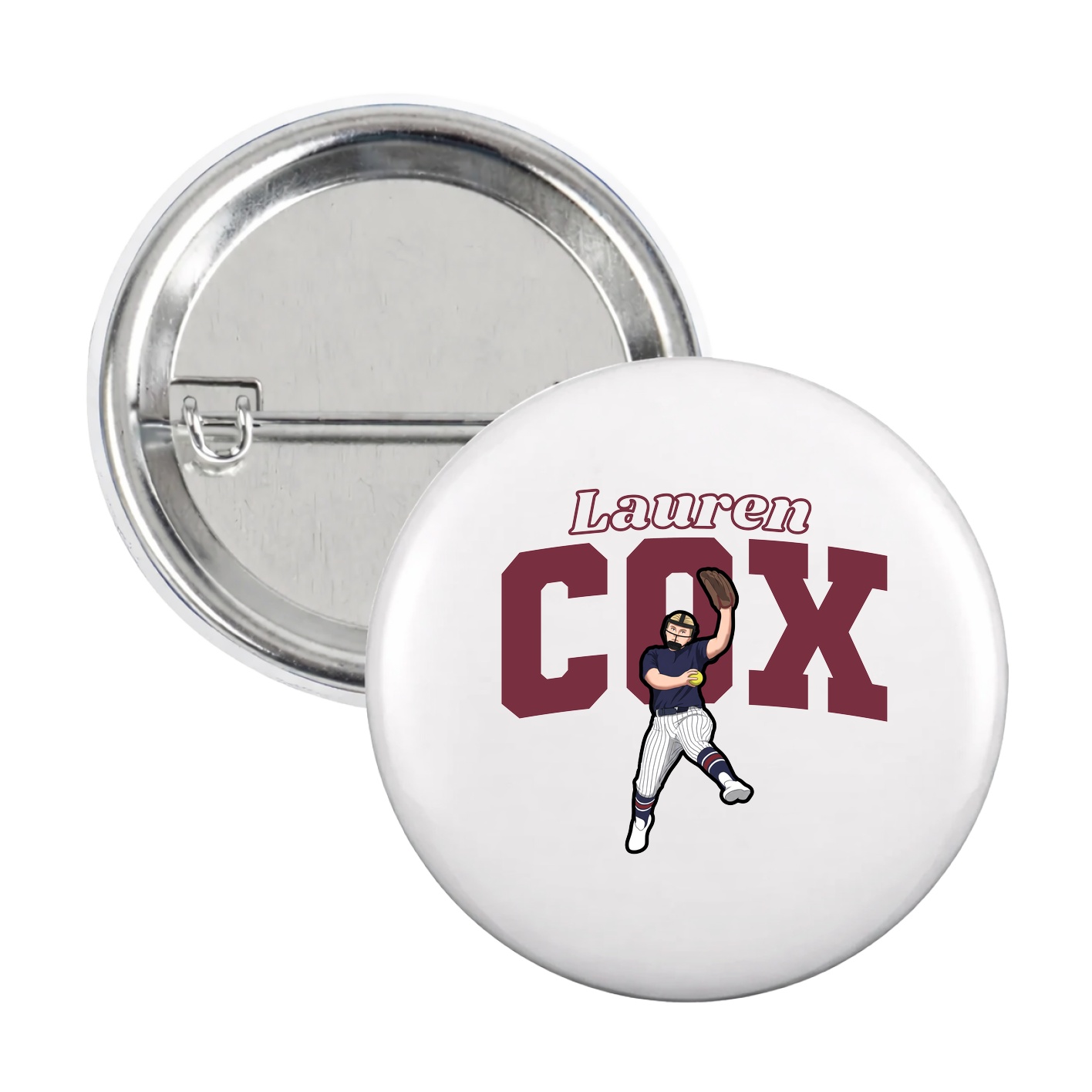 Game Day Button — Name Arch in White