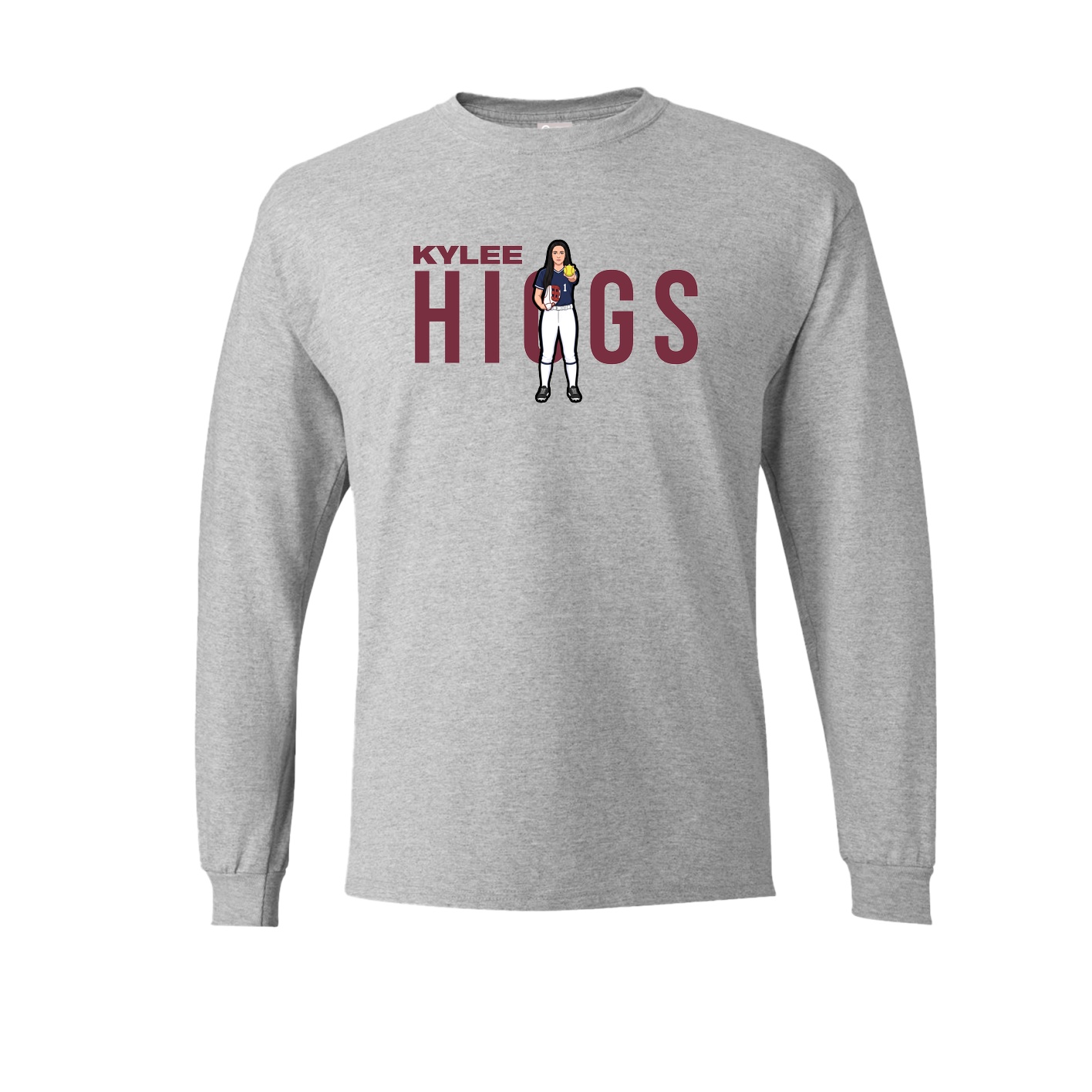 Long Sleeve Tee — Player Name in Grey