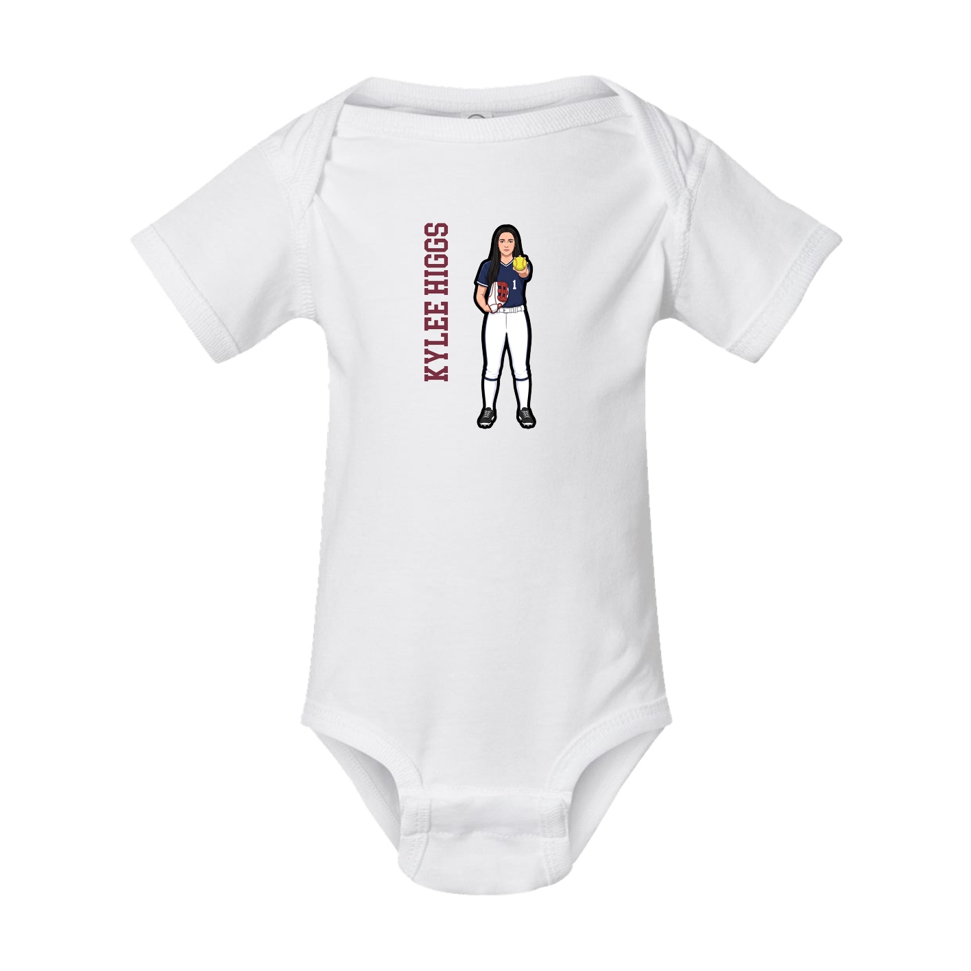 Baby Onesie — Name Vertical in White