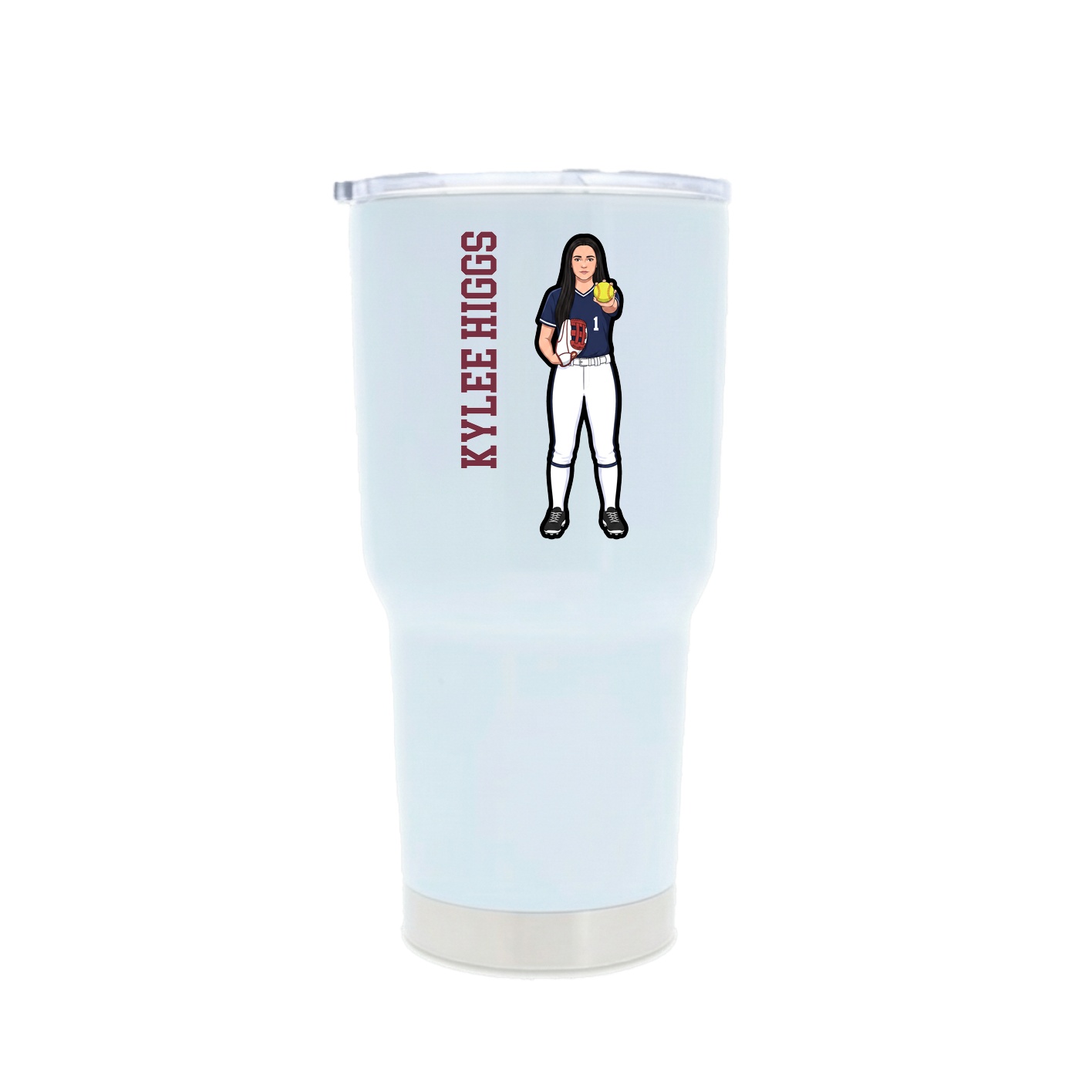 30oz Stainless Steel Tumbler — Name Vertical in White