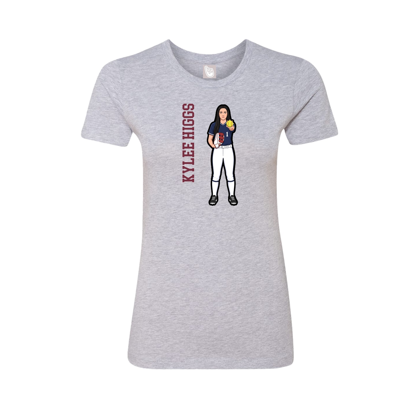 Fitted Women's Tee — Name Vertical in Grey