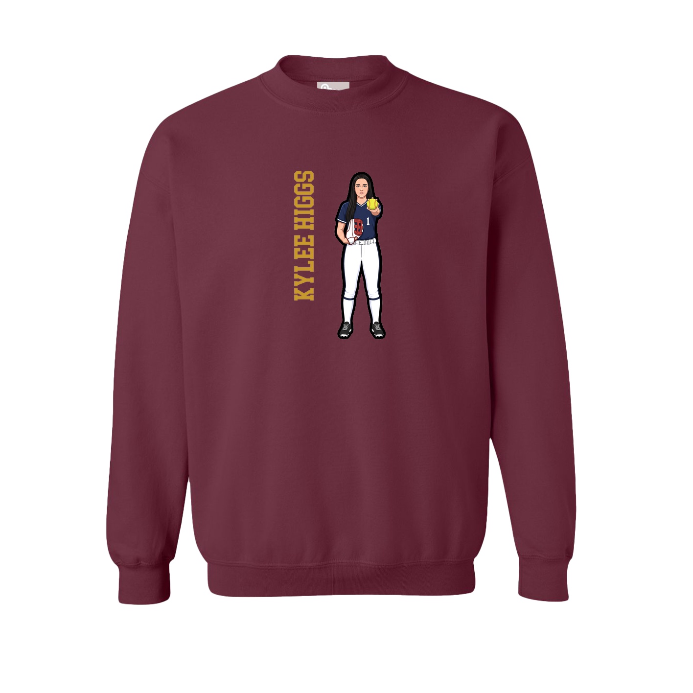 Fleece Crew — Name Vertical in Maroon