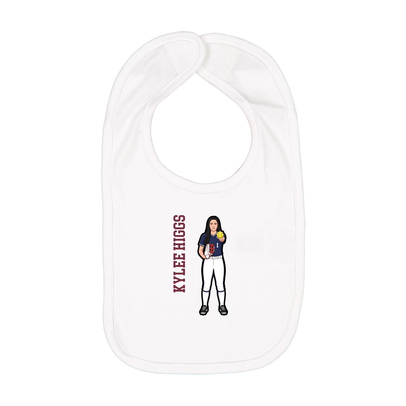 Infant Bib — Name Vertical in White