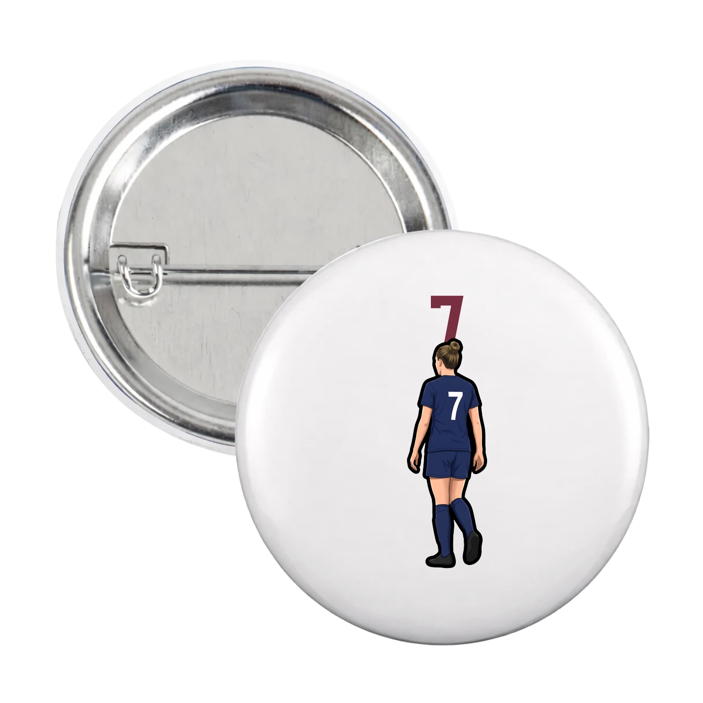 Game Day Button — Number Top in White