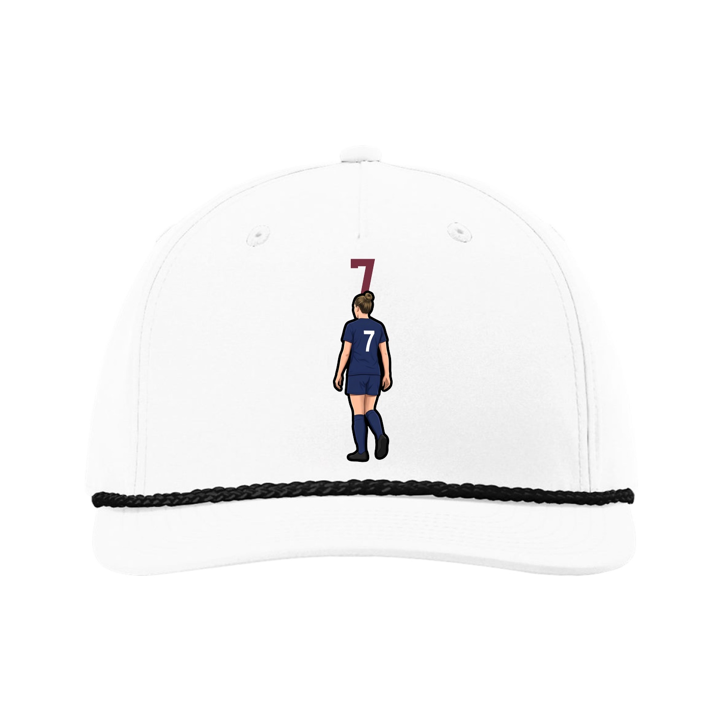Five-Panel Classic Rope Cap — Number Top in White