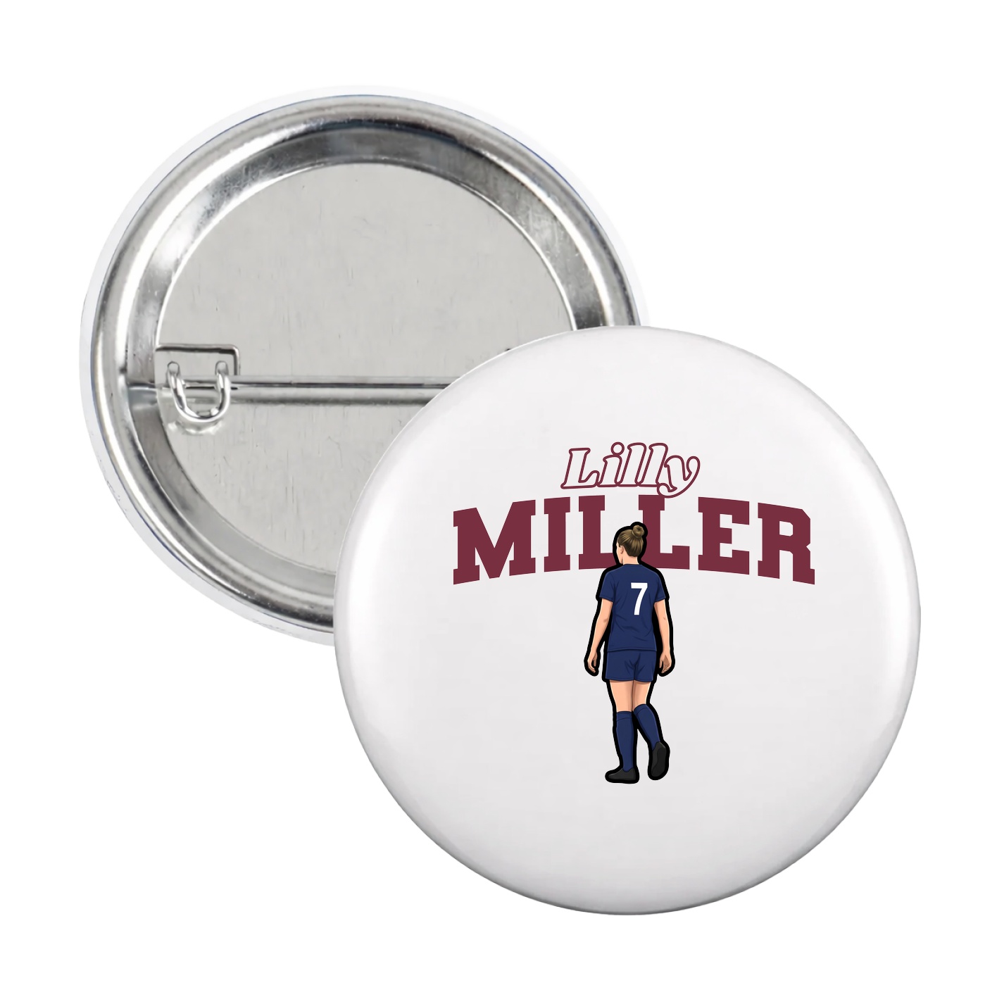 Game Day Button — Name Arch in White