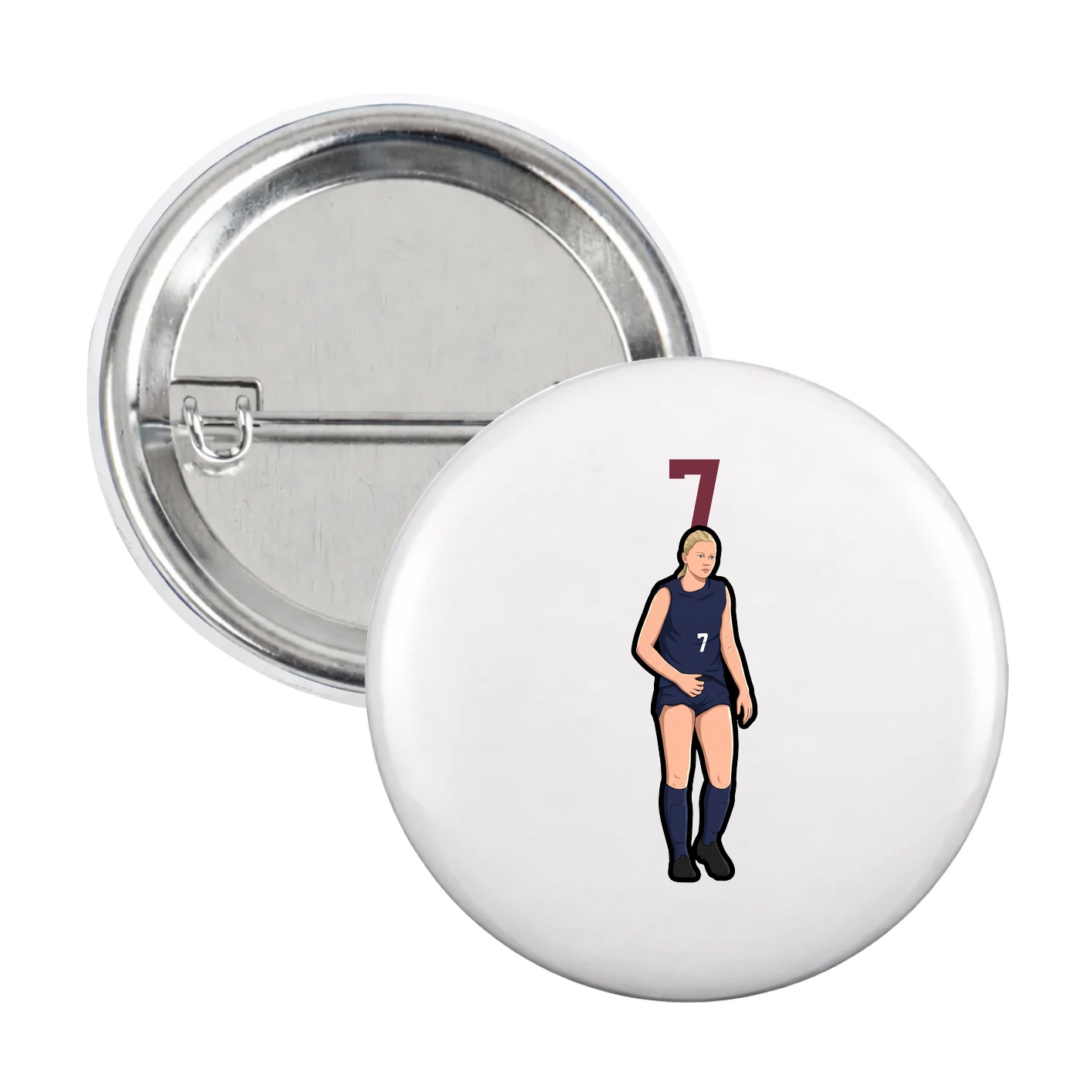 Game Day Button — Number Top in White