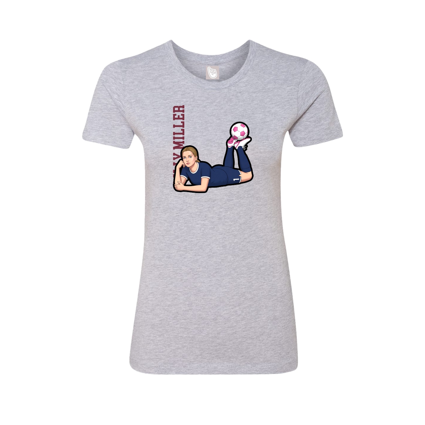 Fitted Women's Tee — Name Vertical in Grey