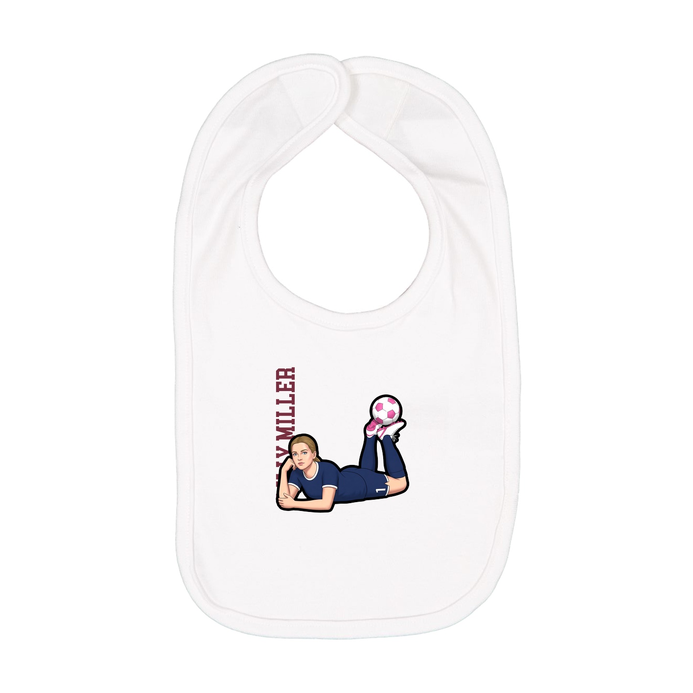 Infant Bib — Name Vertical in White