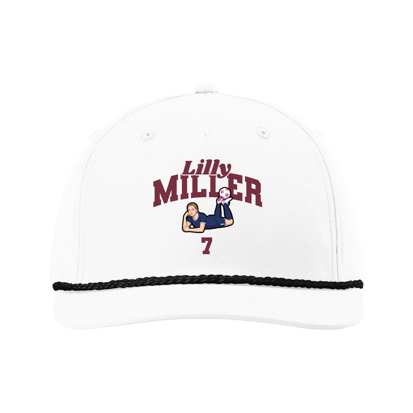 Five-Panel Classic Rope Cap — Signature Arch in White