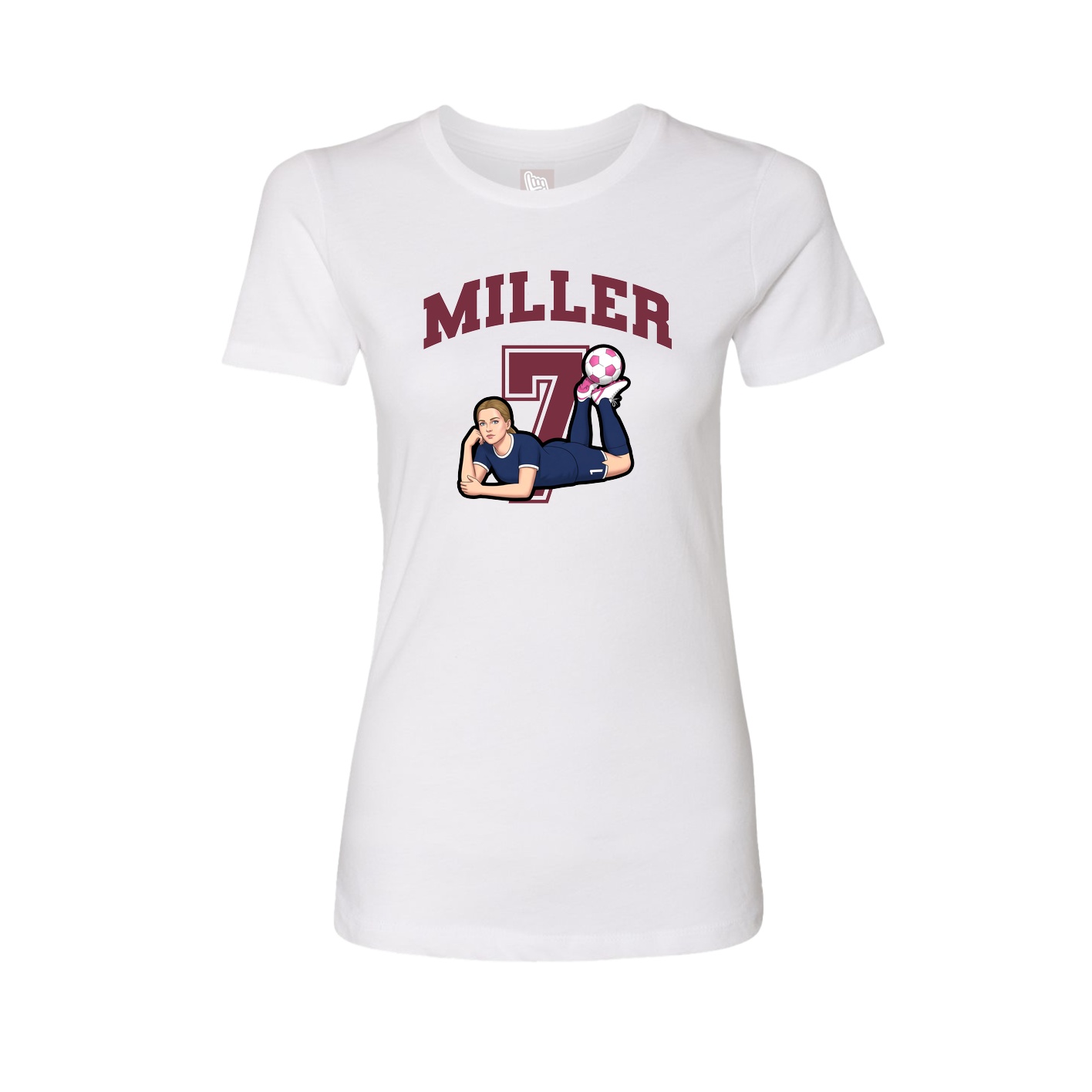 Fitted Women's Tee — Number in White