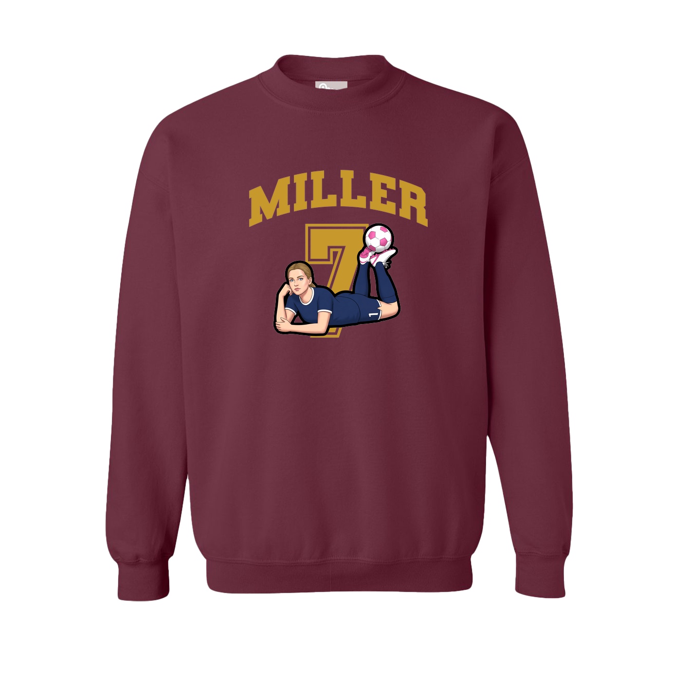 Fleece Crew — Number in Maroon