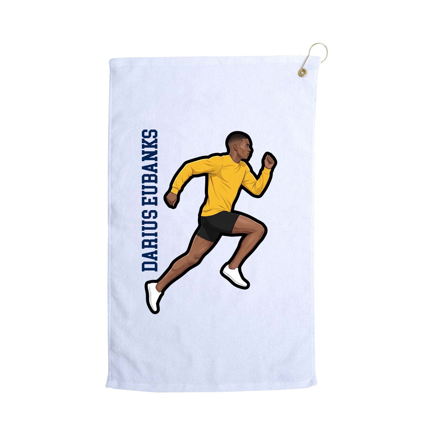 Golf Towel — Name Vertical in White