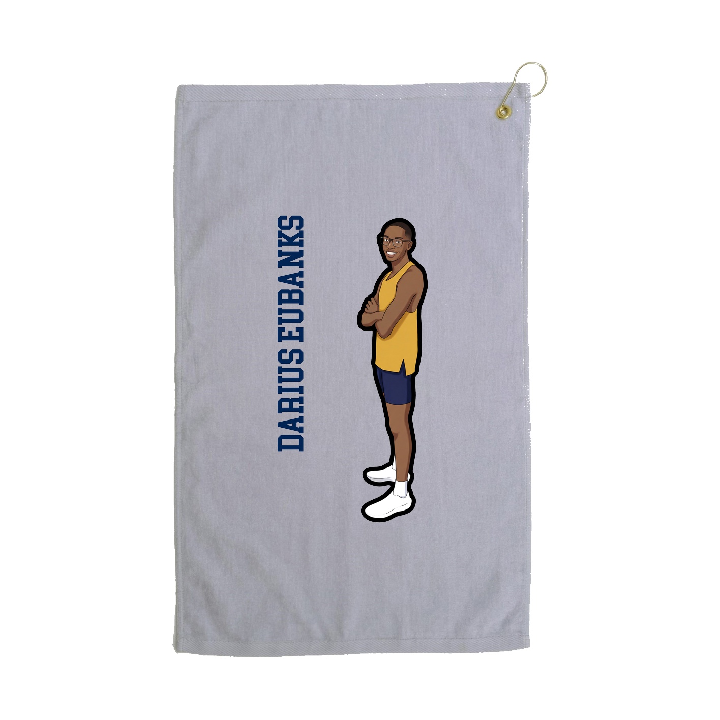 Golf Towel — Name Vertical in Grey