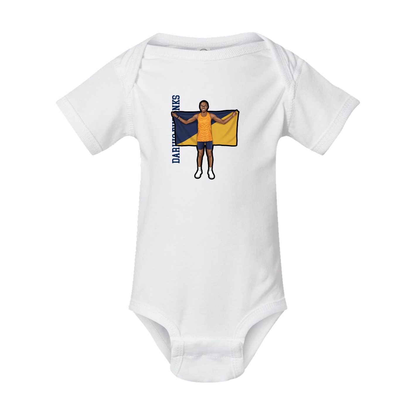 Baby Onesie — Name Vertical in White