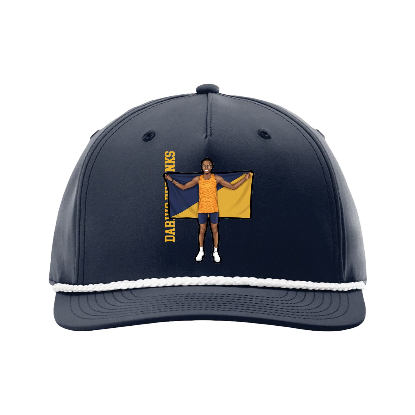 Five-Panel Classic Rope Cap — Name Vertical in Navy