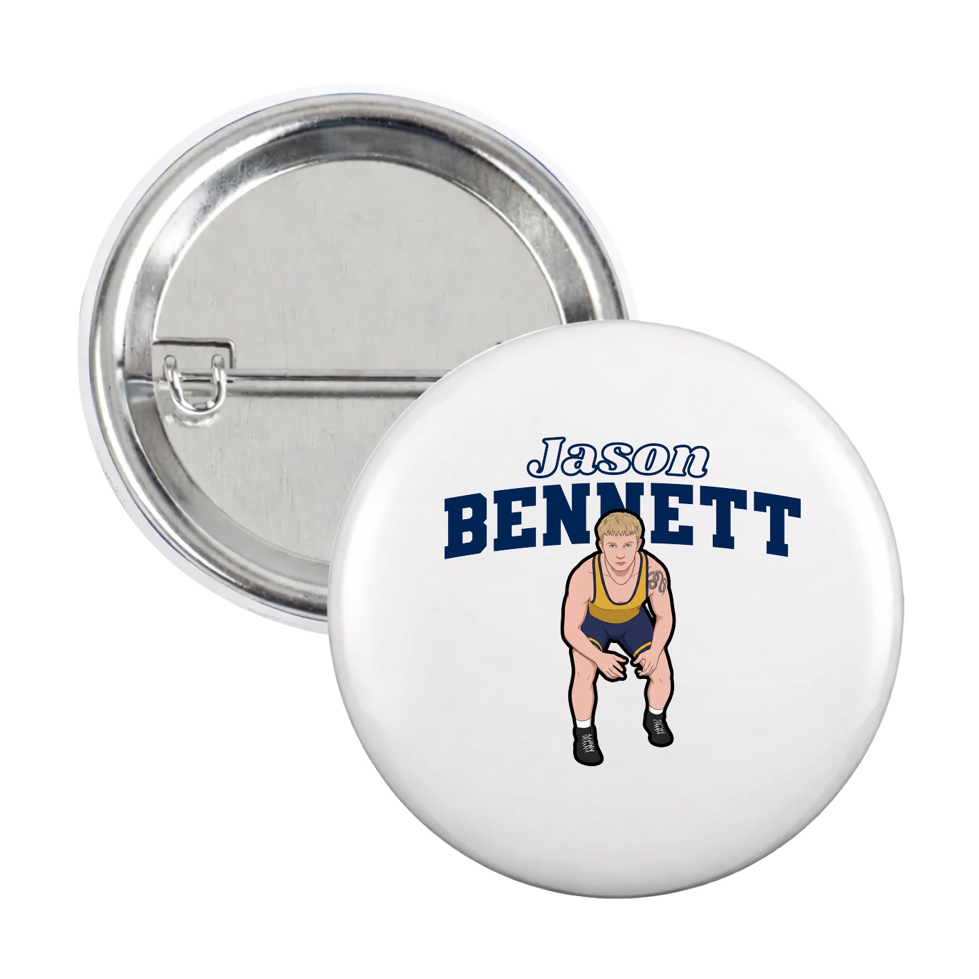 Game Day Button — Name Arch in White