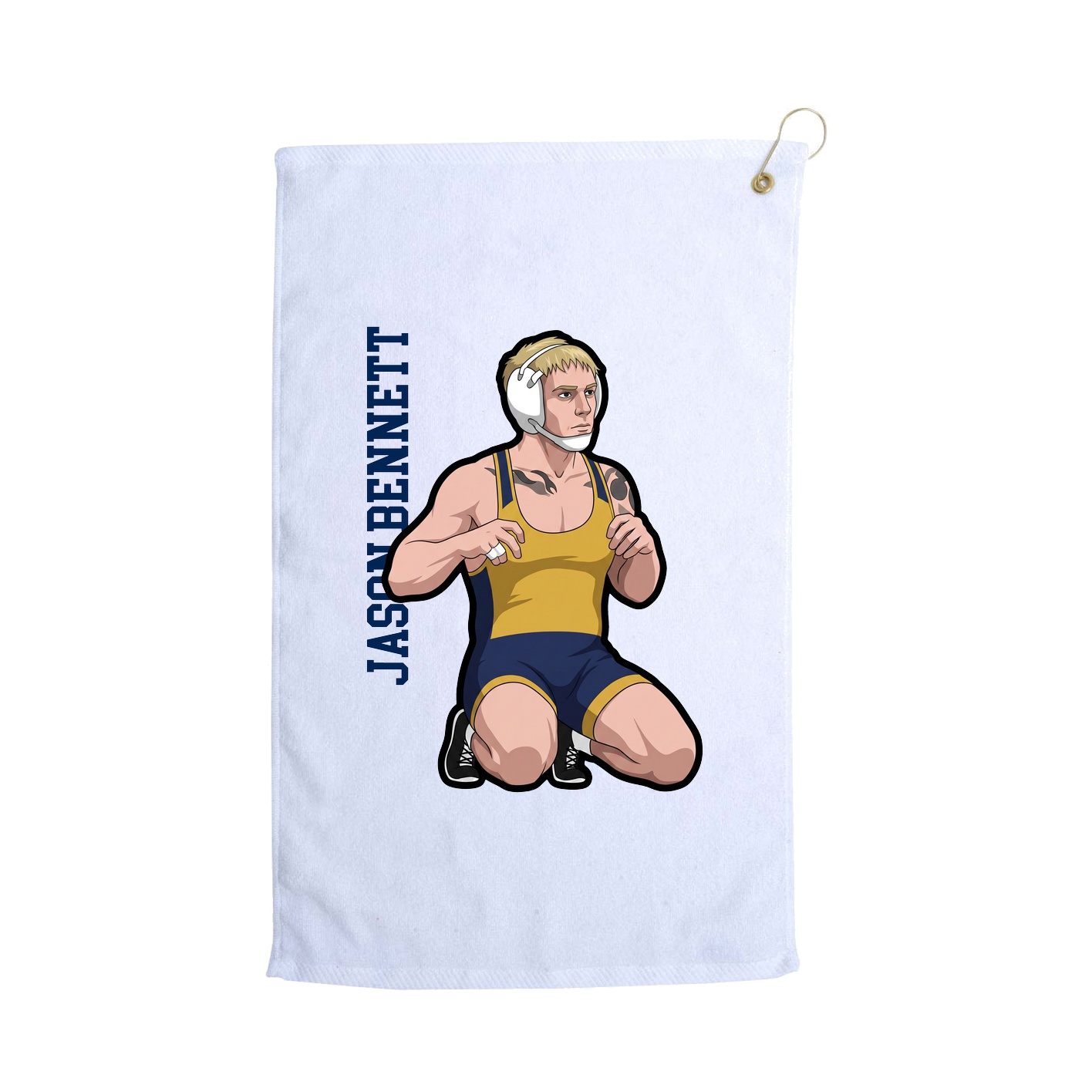 Golf Towel — Name Vertical in White