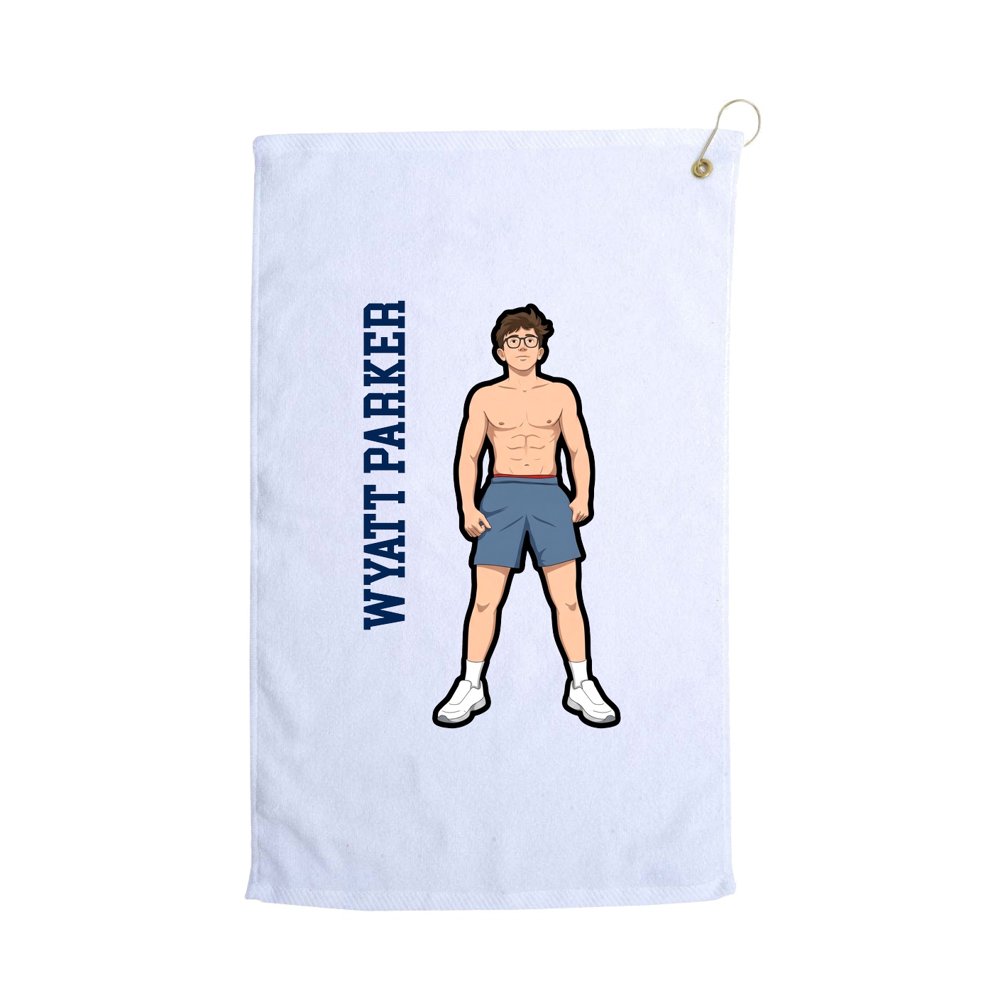 Golf Towel — Name Vertical in White
