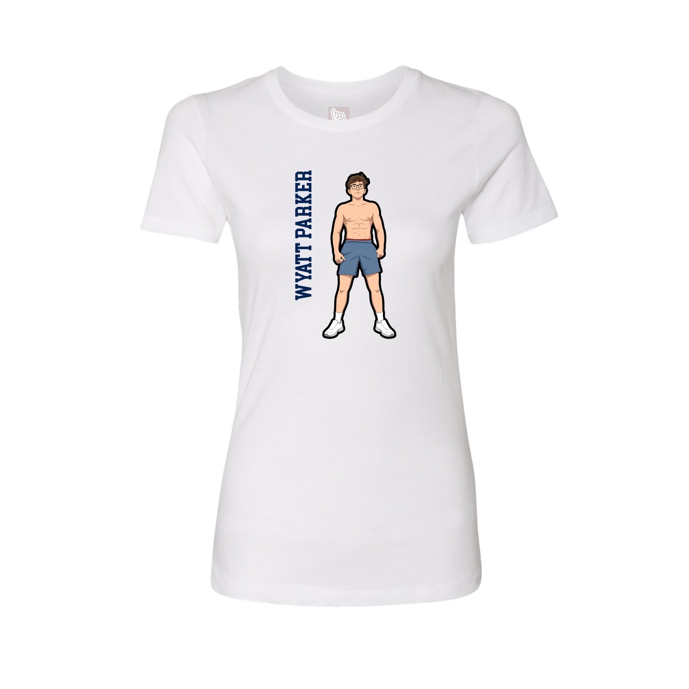 Fitted Women's Tee — Name Vertical in White
