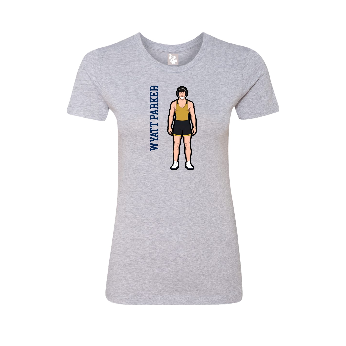 Fitted Women's Tee — Name Vertical in Grey