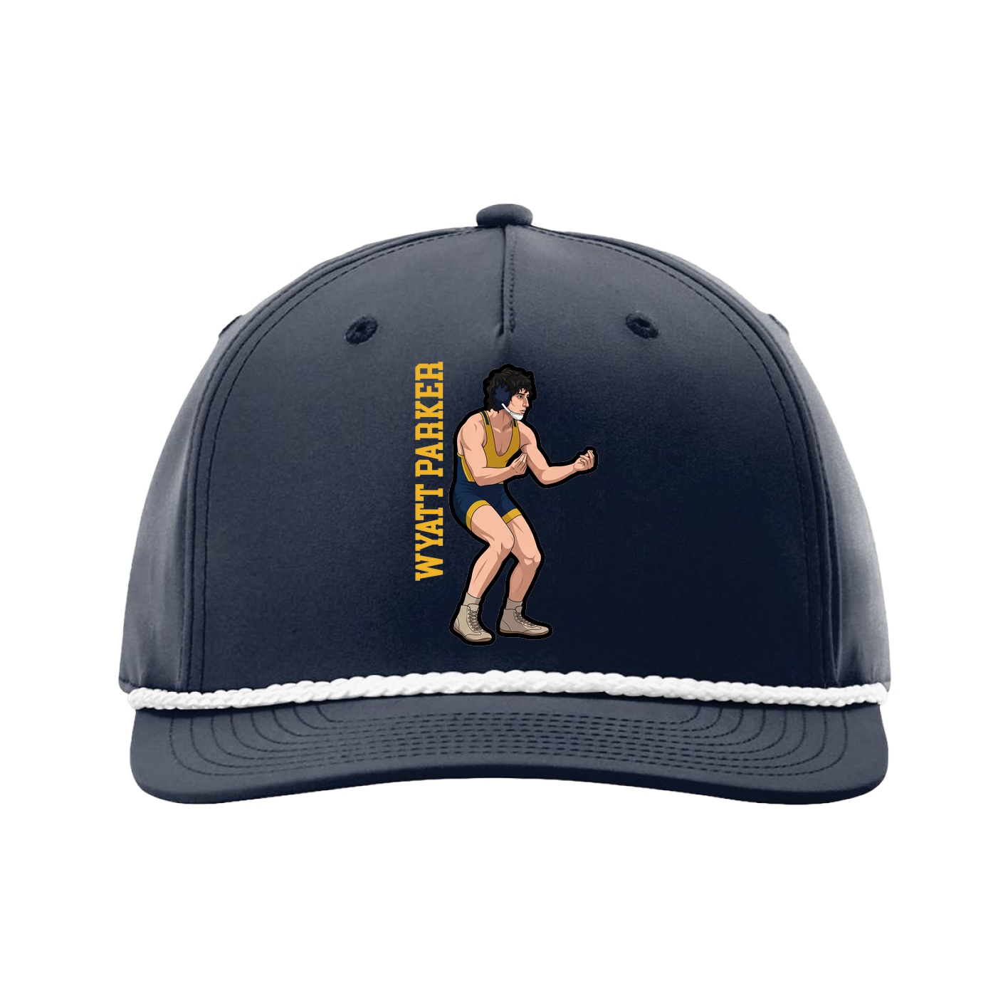 Five-Panel Classic Rope Cap — Name Vertical in Navy