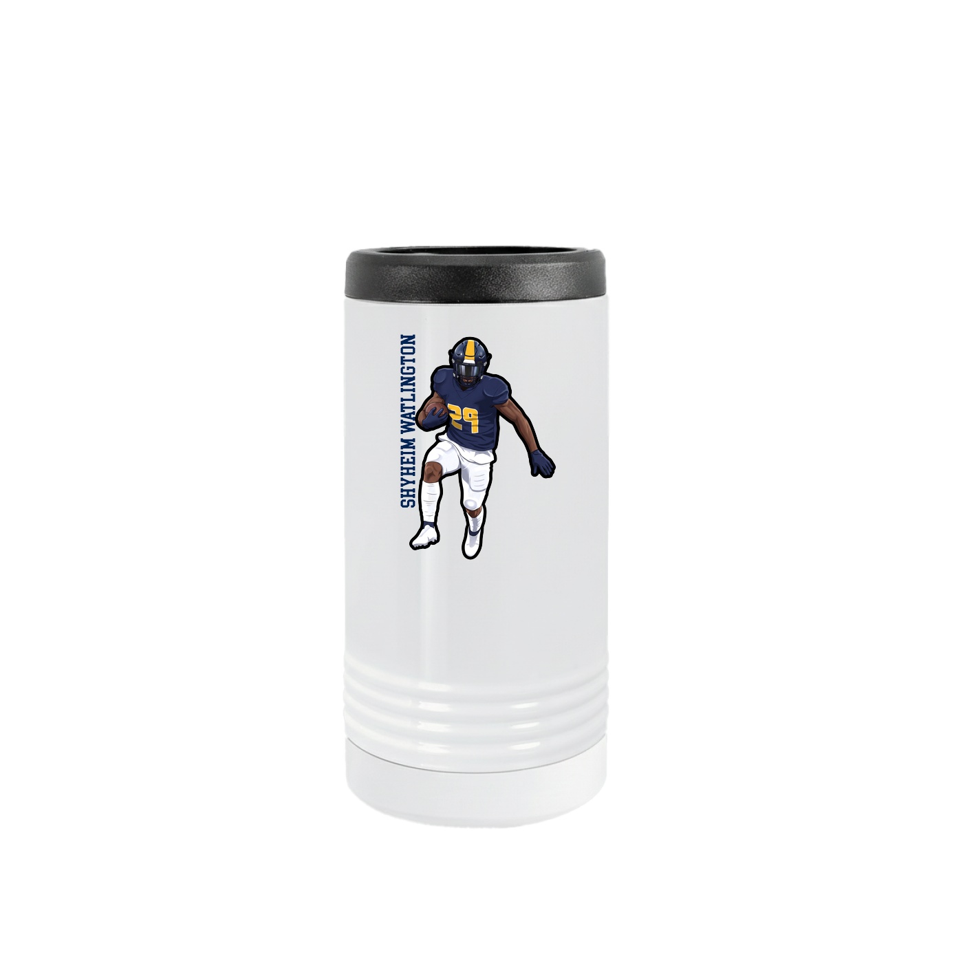 Slim Beverage Holder — Name Vertical in White