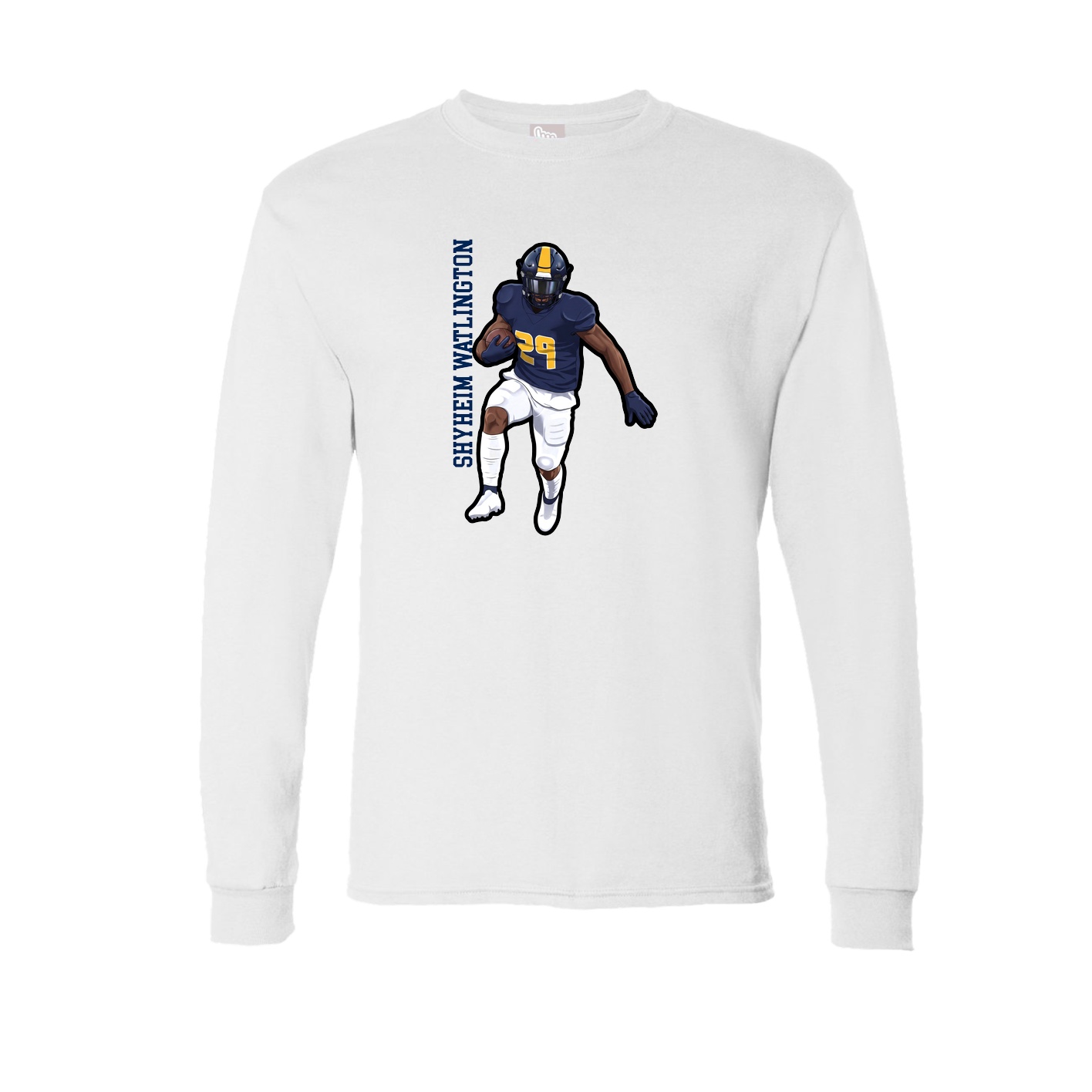 Long Sleeve Tee — Name Vertical in White