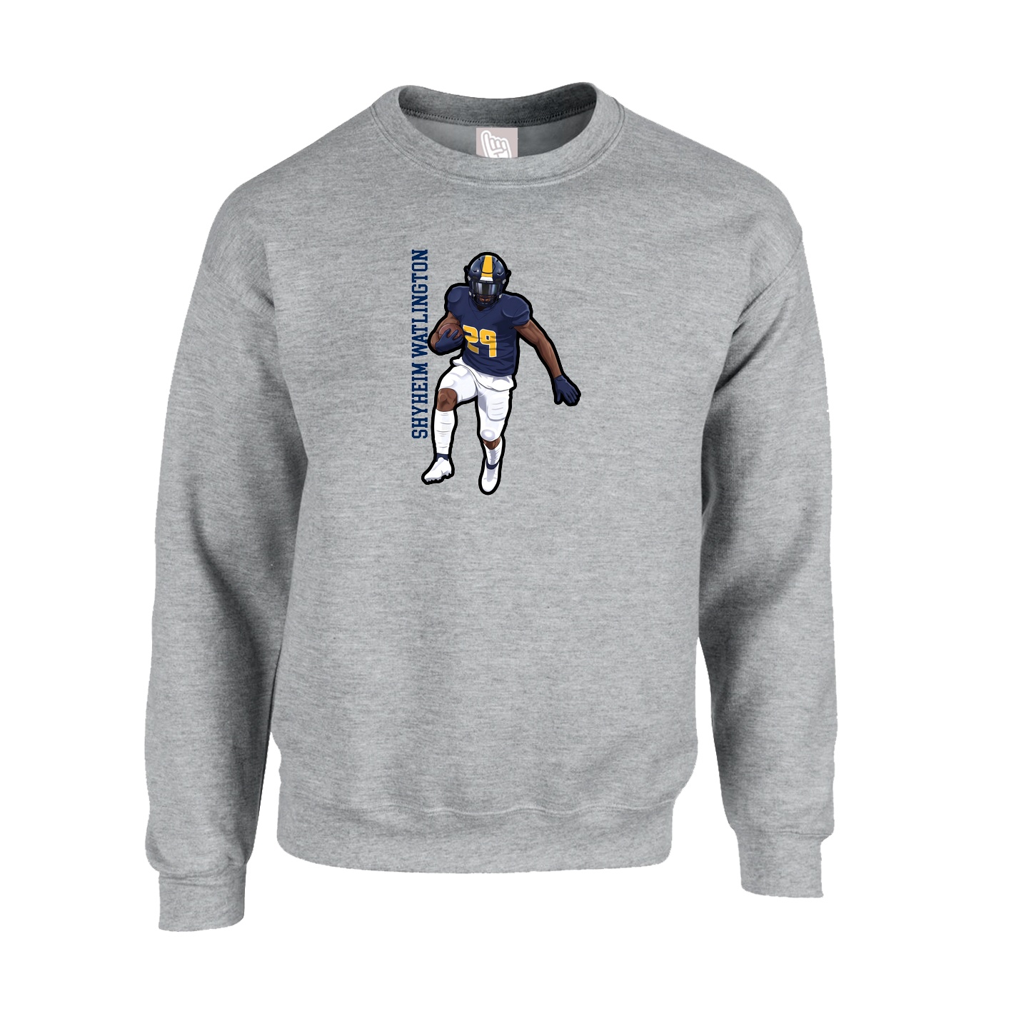 Fleece Crew — Name Vertical in Grey