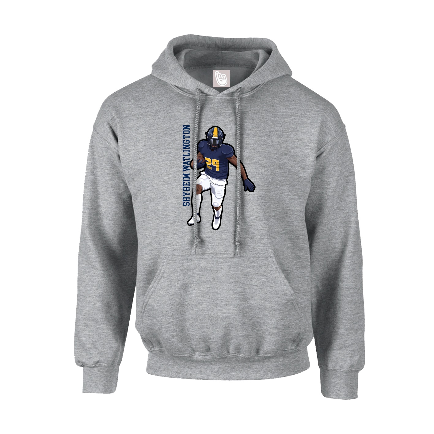 Youth Hoodie — Name Vertical in Grey