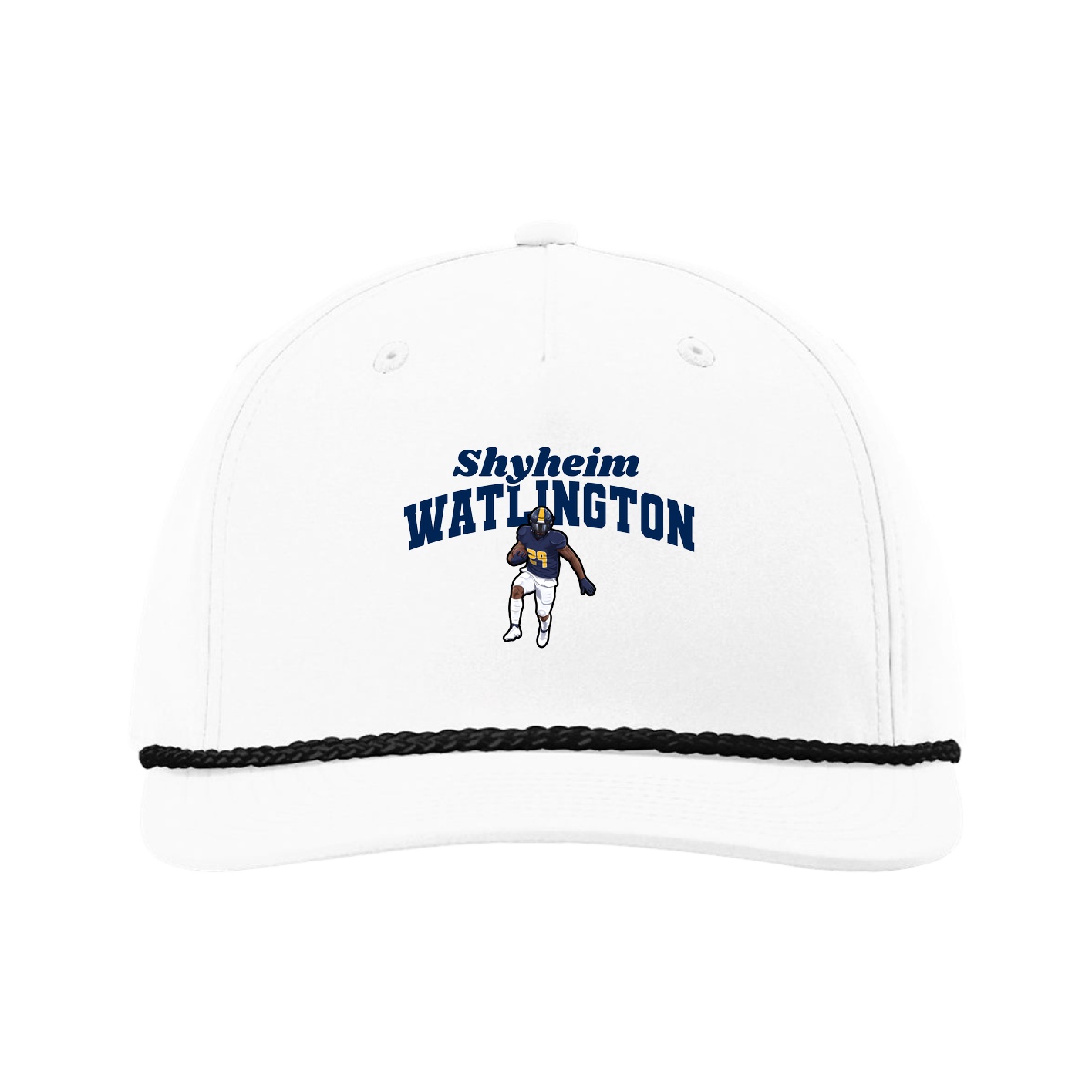 Five-Panel Classic Rope Cap — Signature Arch in White