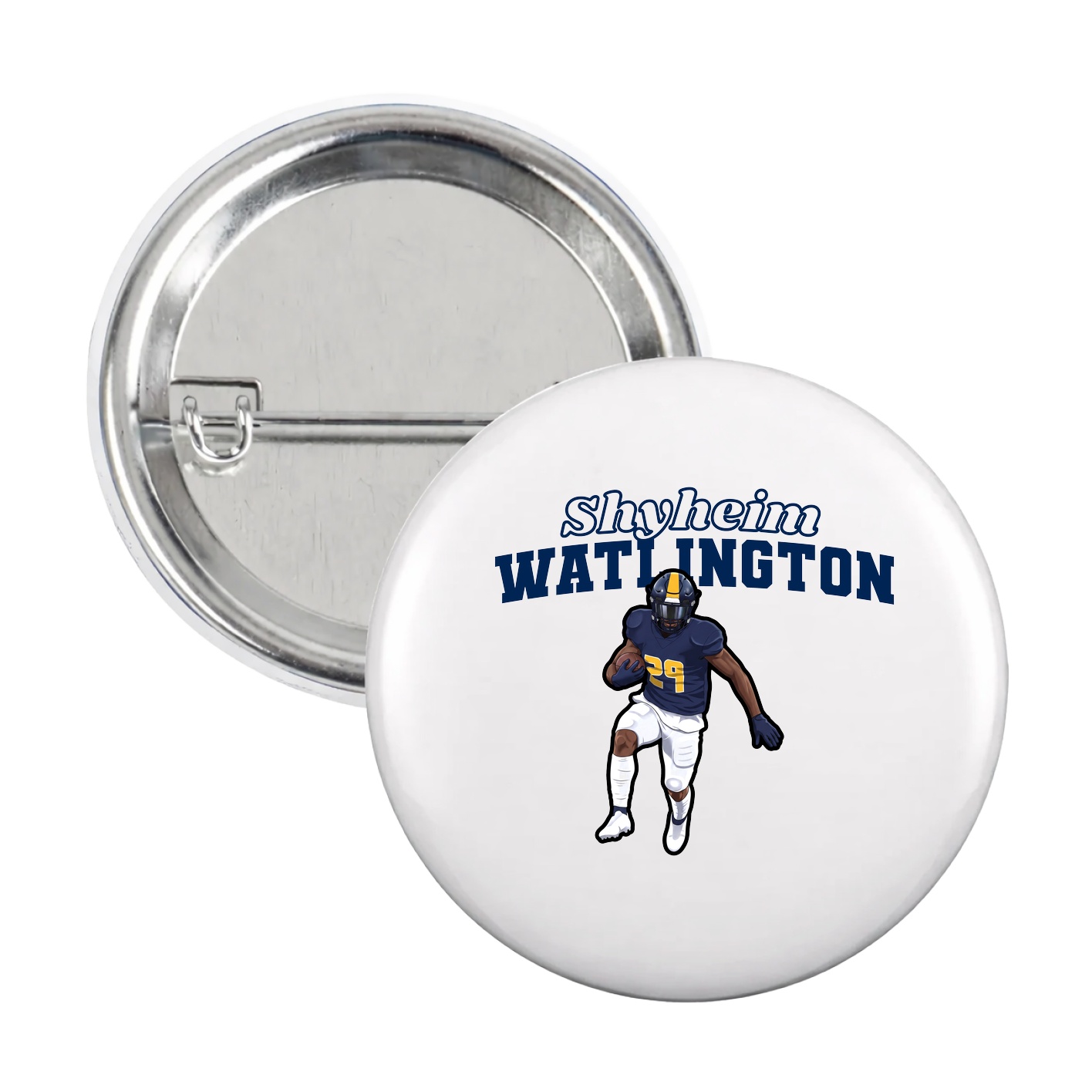 Game Day Button — Name Arch in White