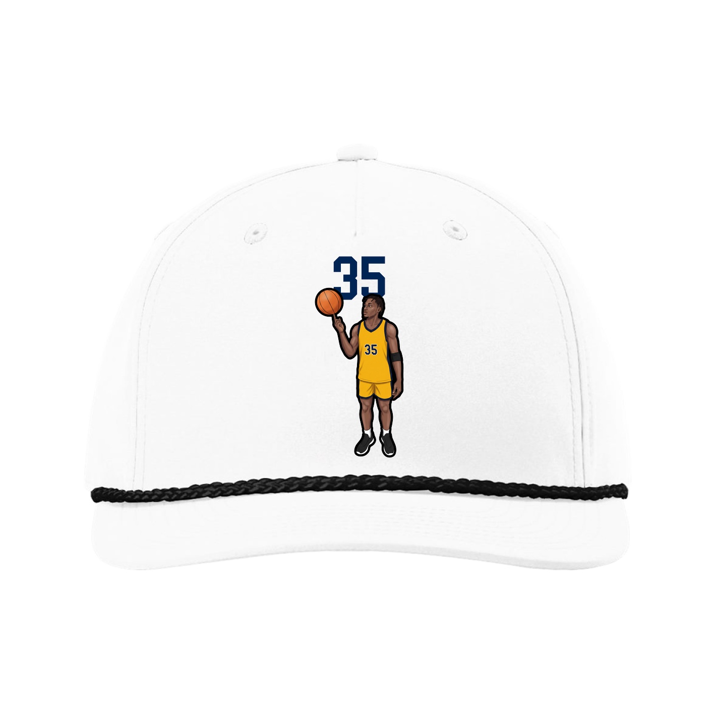 Five-Panel Classic Rope Cap — Number Top in White