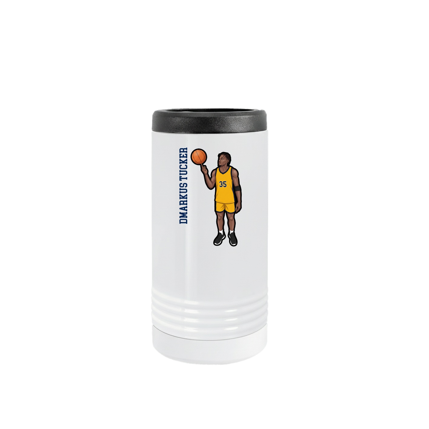 Slim Beverage Holder — Name Vertical in White