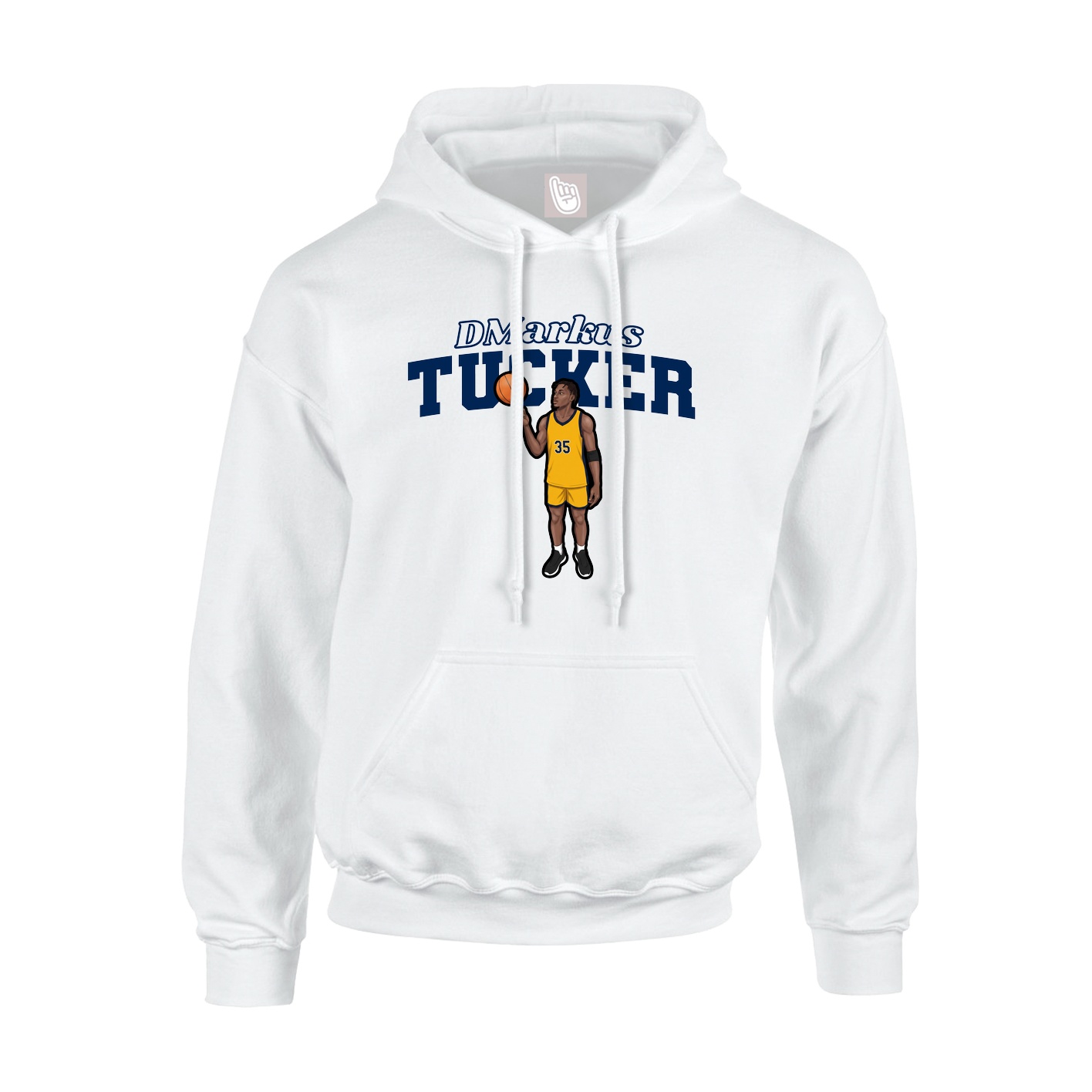 Youth Hoodie — Name Arch in White