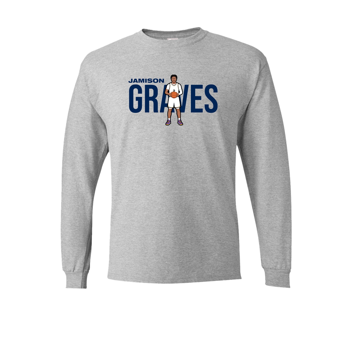 Long Sleeve Tee — Player Name in Grey