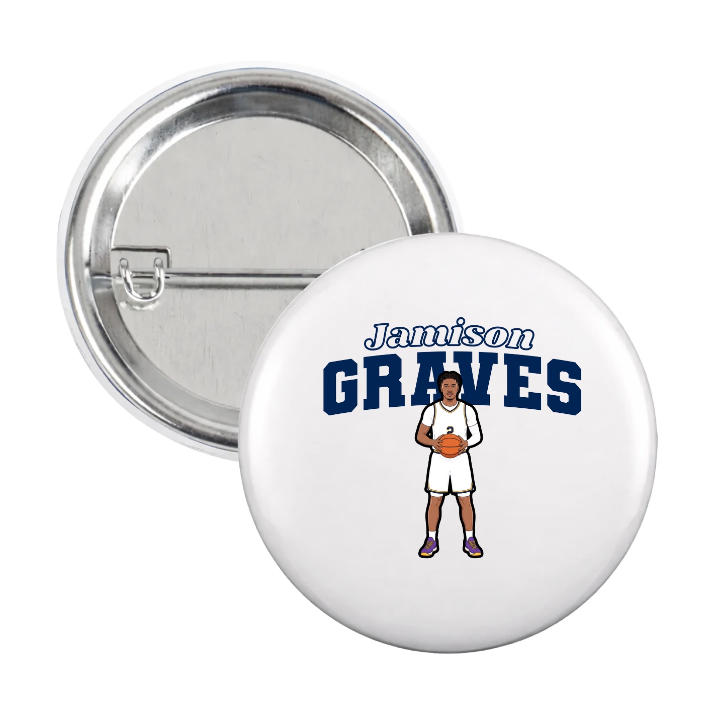 Game Day Button — Name Arch in White