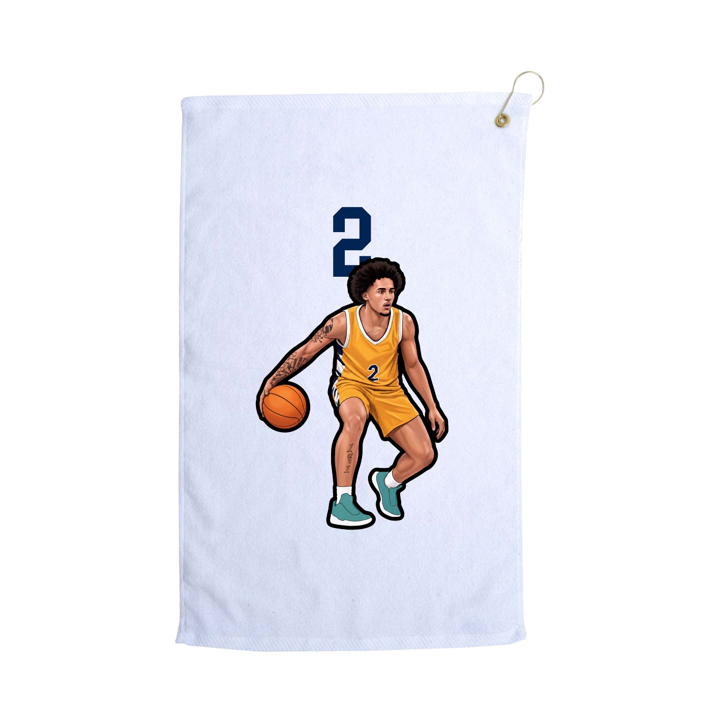 Golf Towel — Number Top in White